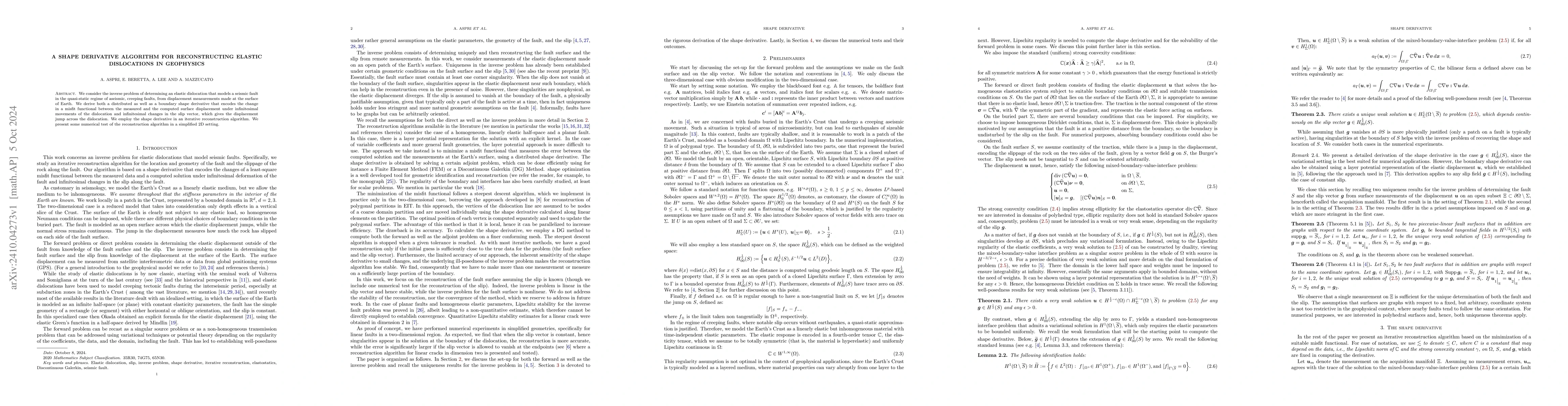 Thumbnail for A shape derivative algorithm for reconstructing elastic dislocations in
  geophysics