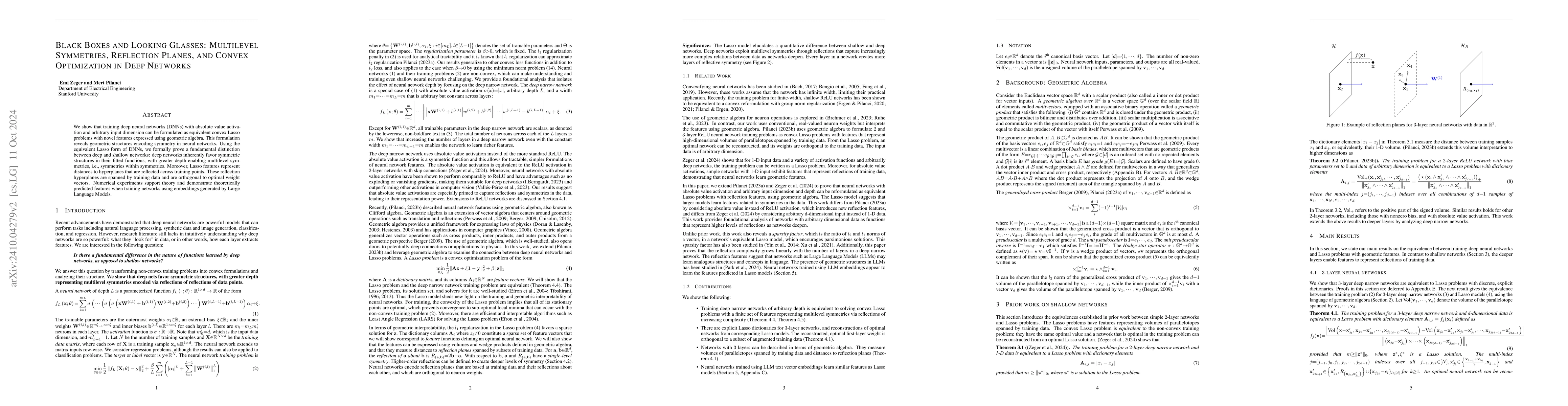 Thumbnail for Black Boxes and Looking Glasses: Multilevel Symmetries, Reflection
  Planes, and Convex Optimization in Deep Networks