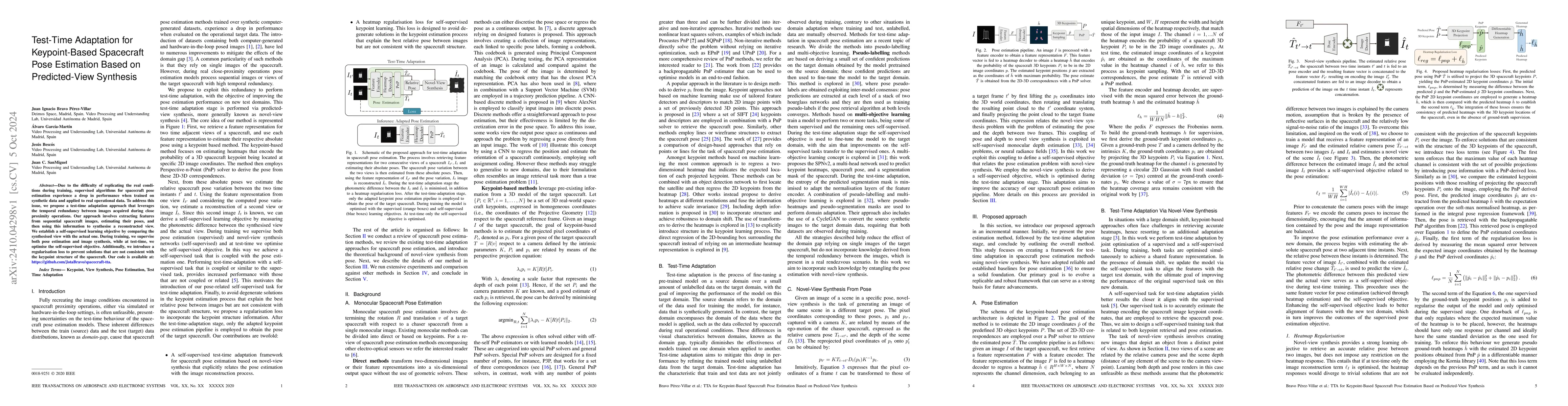 Thumbnail for Test-Time Adaptation for Keypoint-Based Spacecraft Pose Estimation Based
  on Predicted-View Synthesis