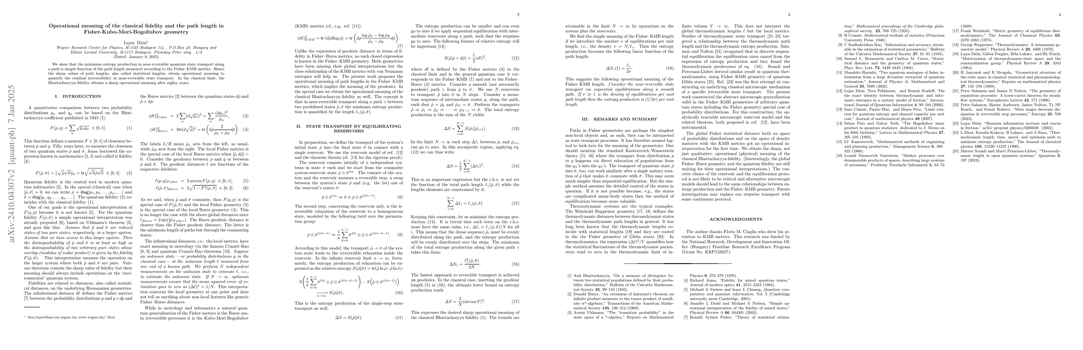 Thumbnail for Operational meaning of the fidelity and the Fisher-Bures path length