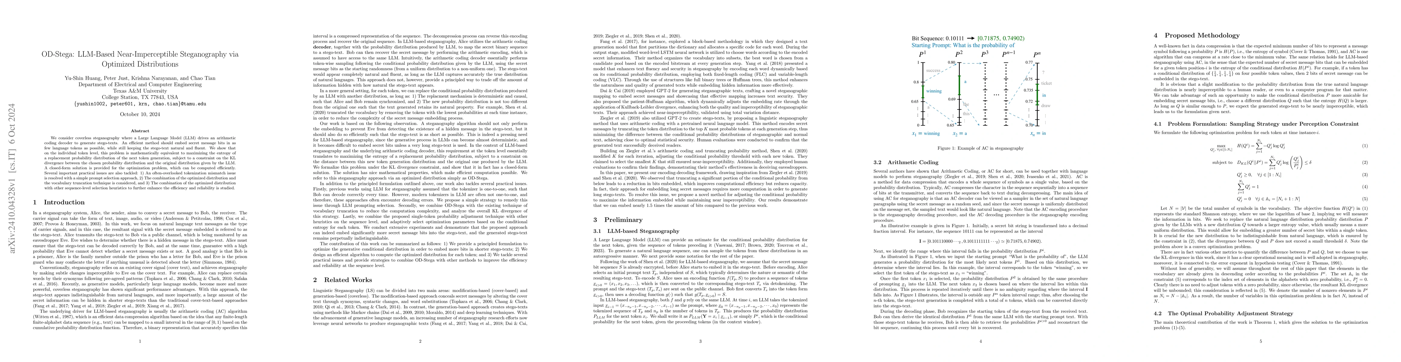 Thumbnail for OD-Stega: LLM-Based Near-Imperceptible Steganography via Optimized
  Distributions