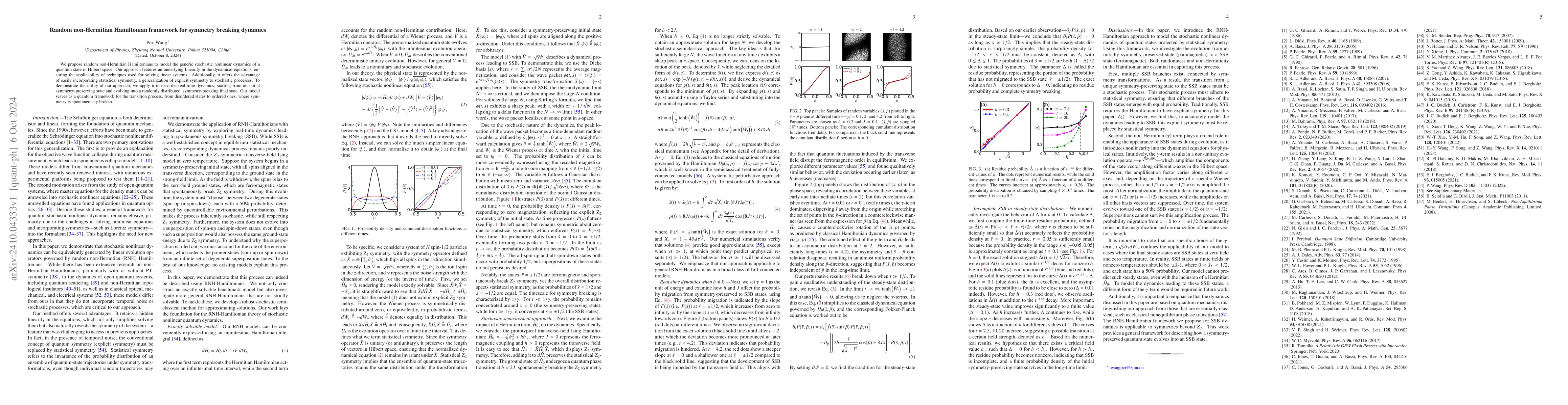 Thumbnail for Random non-Hermitian Hamiltonian framework for symmetry breaking
  dynamics