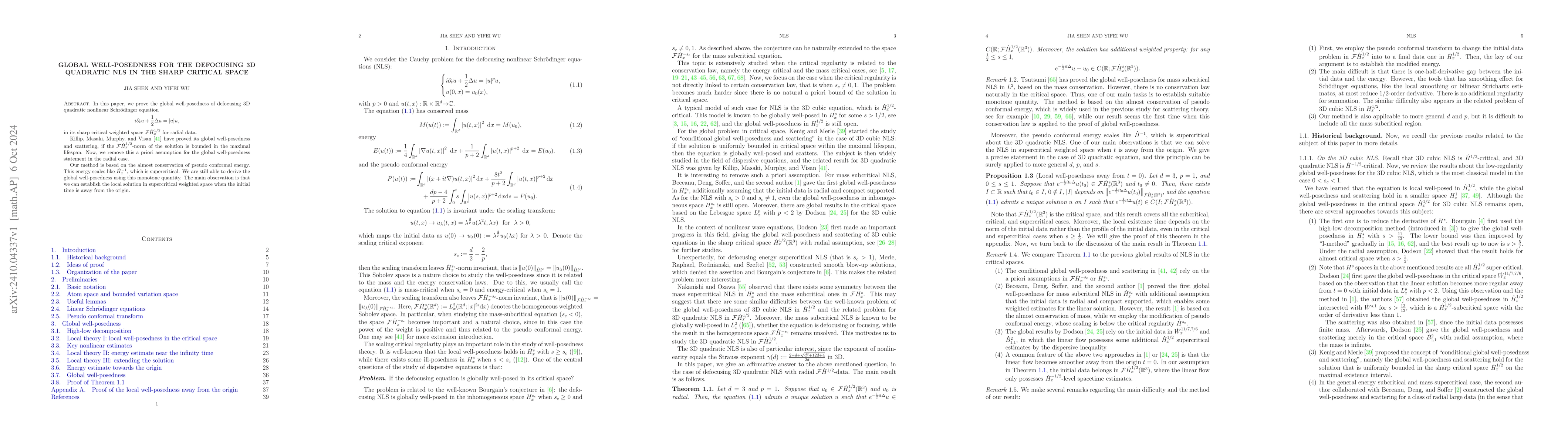 Thumbnail for Global well-posedness for the defocusing 3D quadratic NLS in the sharp
  critical space