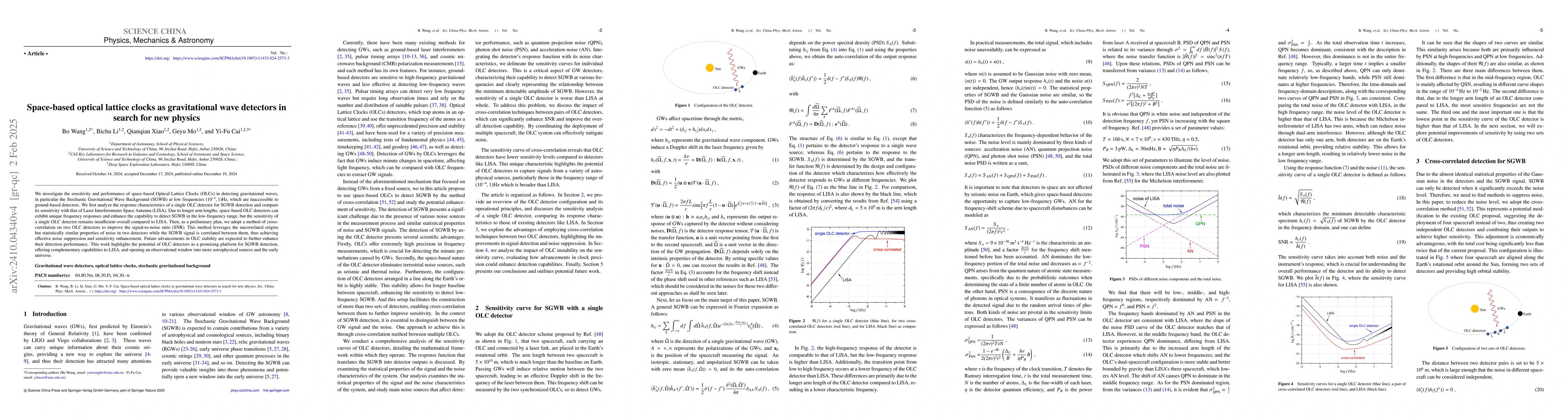 Thumbnail for Space-based optical lattice clocks as gravitational wave detectors in
  search for new physics