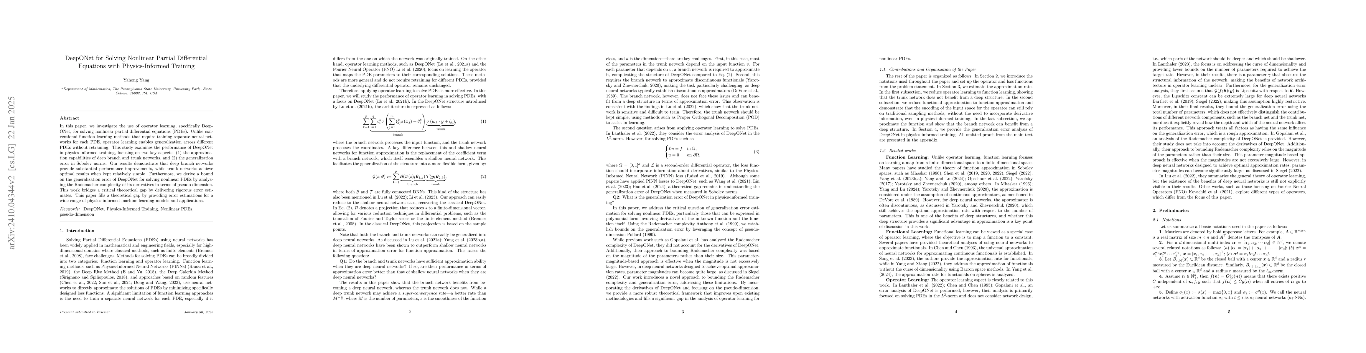 Thumbnail for DeepONet for Solving PDEs: Generalization Analysis in Sobolev Training