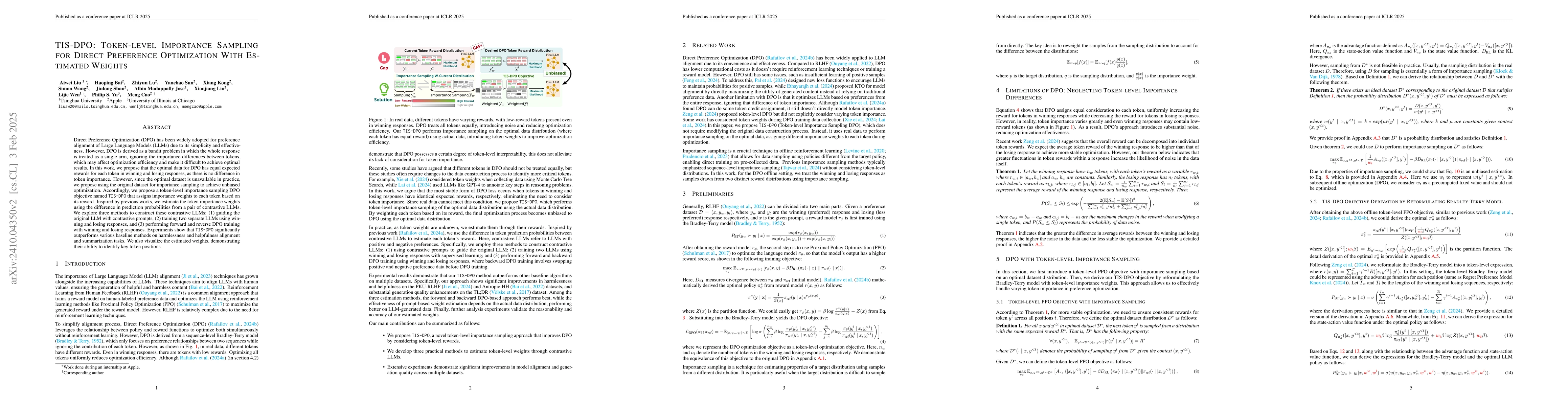 Thumbnail for TIS-DPO: Token-level Importance Sampling for Direct Preference
  Optimization With Estimated Weights