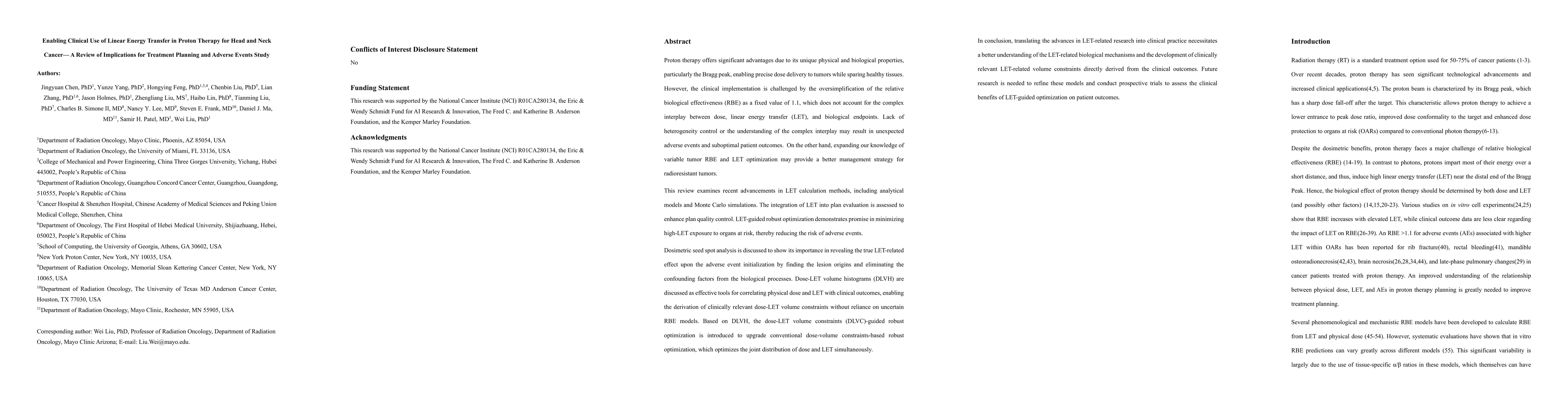 Thumbnail for Enabling Clinical Use of Linear Energy Transfer in Proton Therapy for
  Head and Neck Cancer -- A Review of Implications for Treatment Planning and
  Adverse Events Study