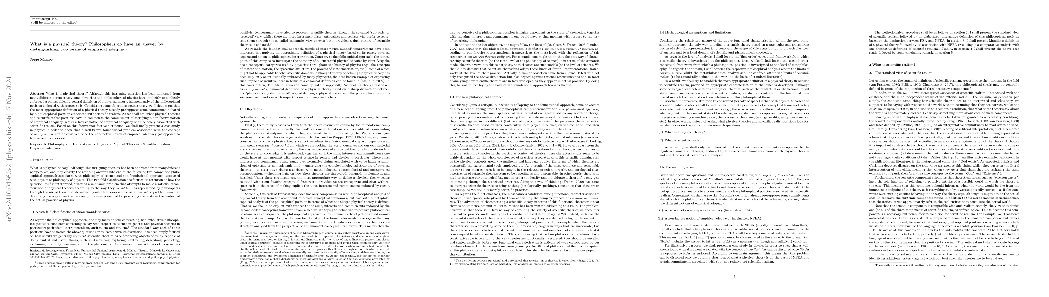 Thumbnail for What is a physical theory? Philosophers do have an answer by
  distinguishing two forms of empirical adequacy