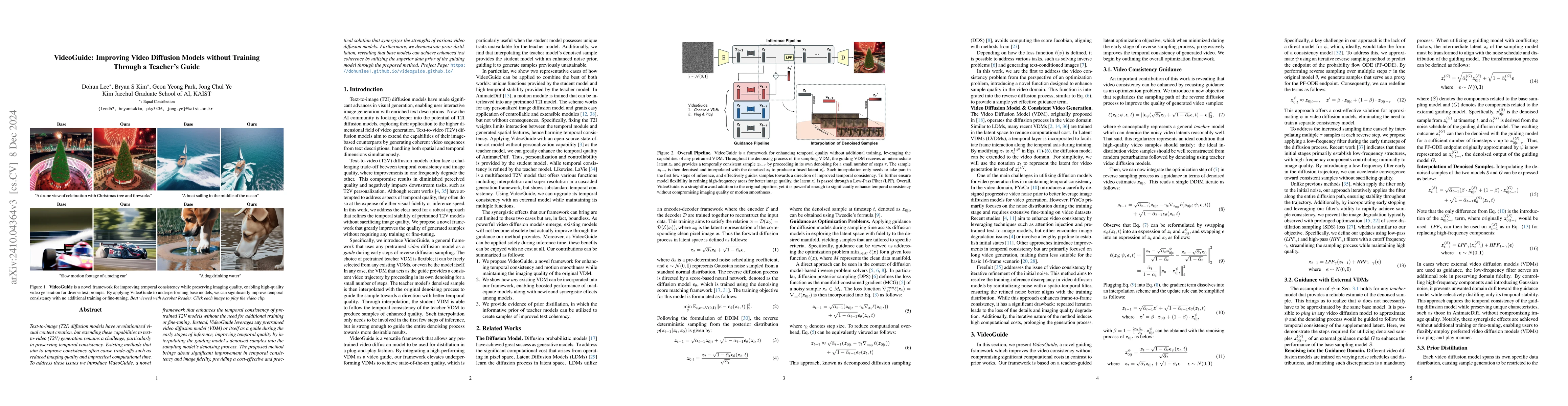 Thumbnail for VideoGuide: Improving Video Diffusion Models without Training Through a
  Teacher's Guide