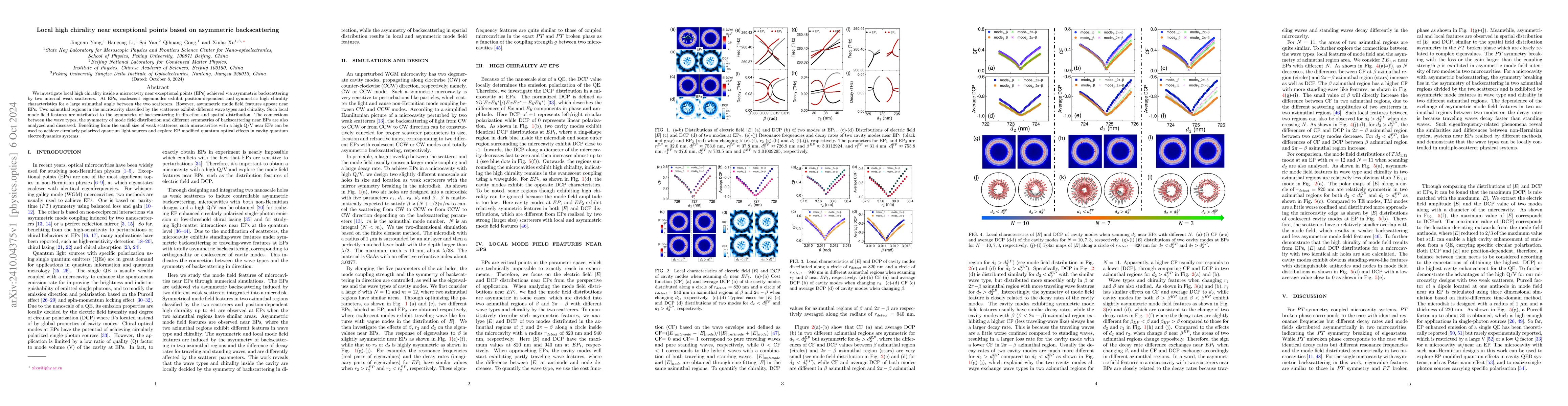 Thumbnail for Local high chirality near exceptional points based on asymmetric
  backscattering