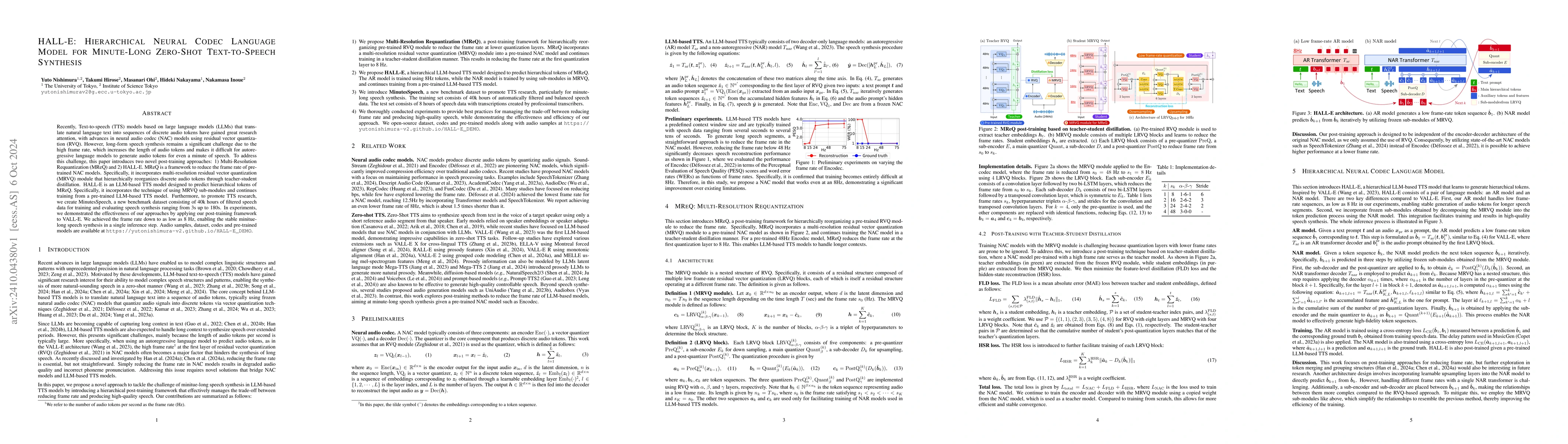 Thumbnail for HALL-E: Hierarchical Neural Codec Language Model for Minute-Long
  Zero-Shot Text-to-Speech Synthesis