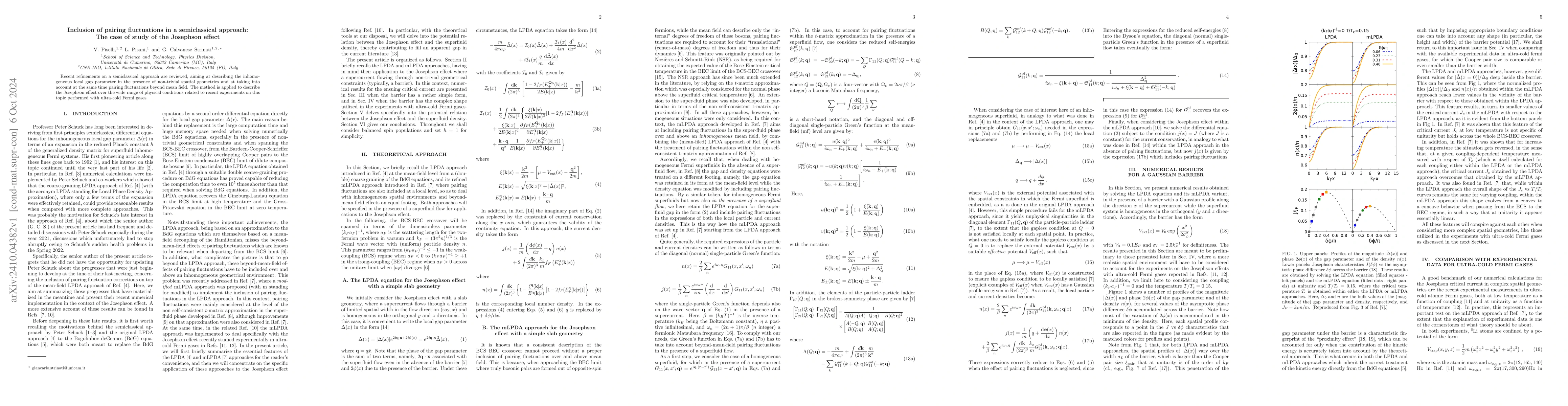 Thumbnail for Inclusion of pairing fluctuations in a semiclassical approach: The case
  of study of the Josephson effect