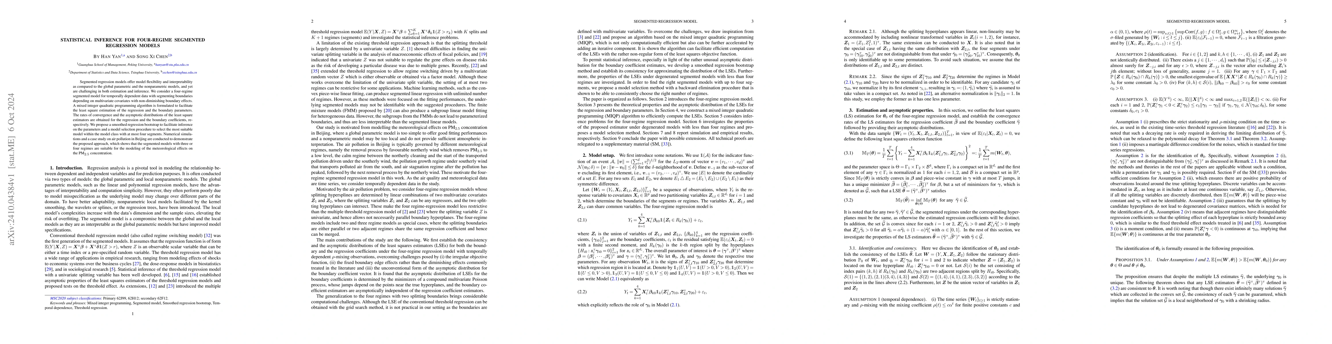 Thumbnail for Statistical Inference for Four-Regime Segmented Regression Models