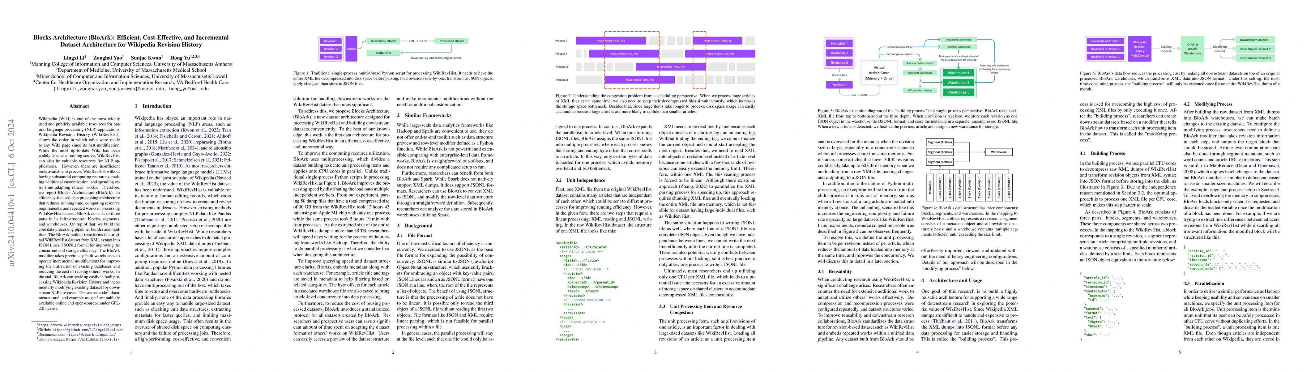 Thumbnail for Blocks Architecture (BloArk): Efficient, Cost-Effective, and Incremental
  Dataset Architecture for Wikipedia Revision History