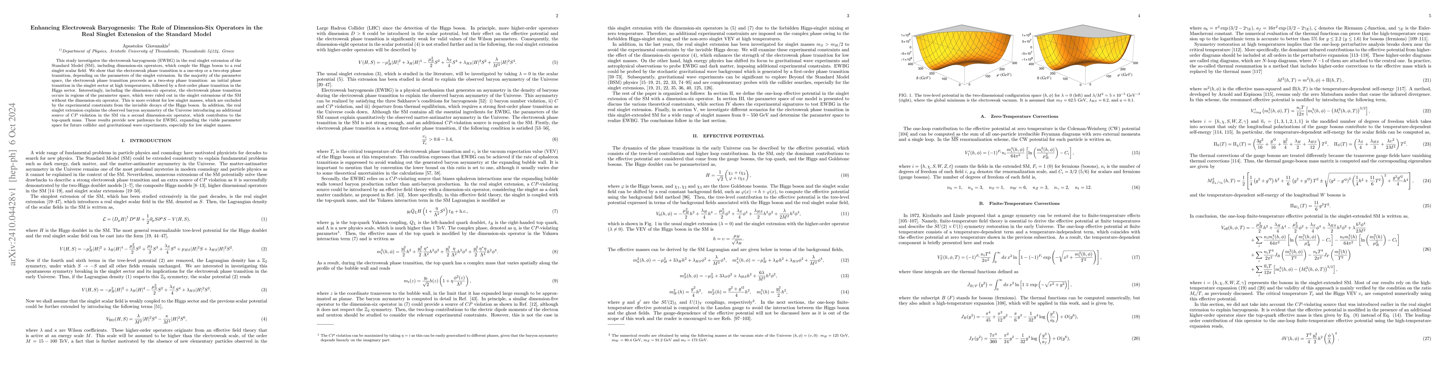 Thumbnail for Enhancing Electroweak Baryogenesis: The Role of Dimension-Six Operators
  in the Real Singlet Extension of the Standard Model