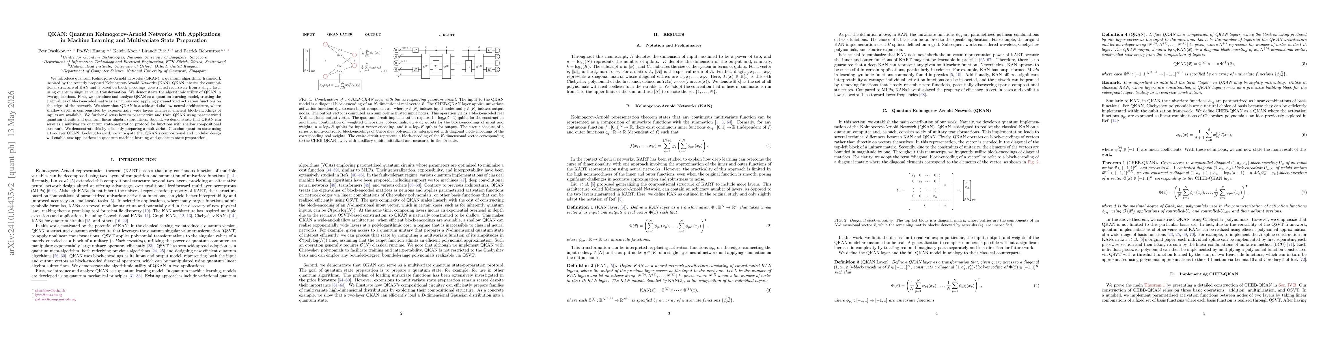 Thumbnail for QKAN: quantum Kolmogorov-Arnold networks with applications in machine learning and multivariate state preparation