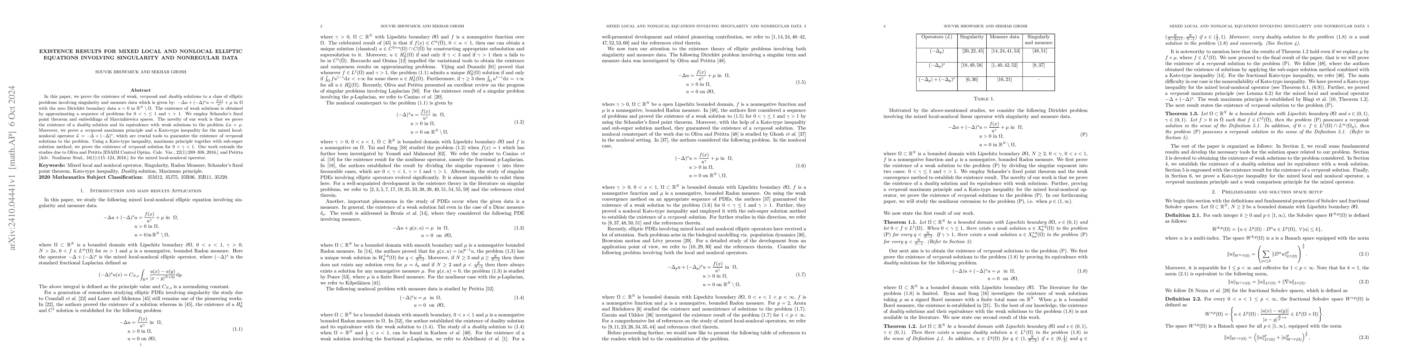 Thumbnail for Existence results for mixed local and nonlocal elliptic equations
  involving singularity and nonregular data