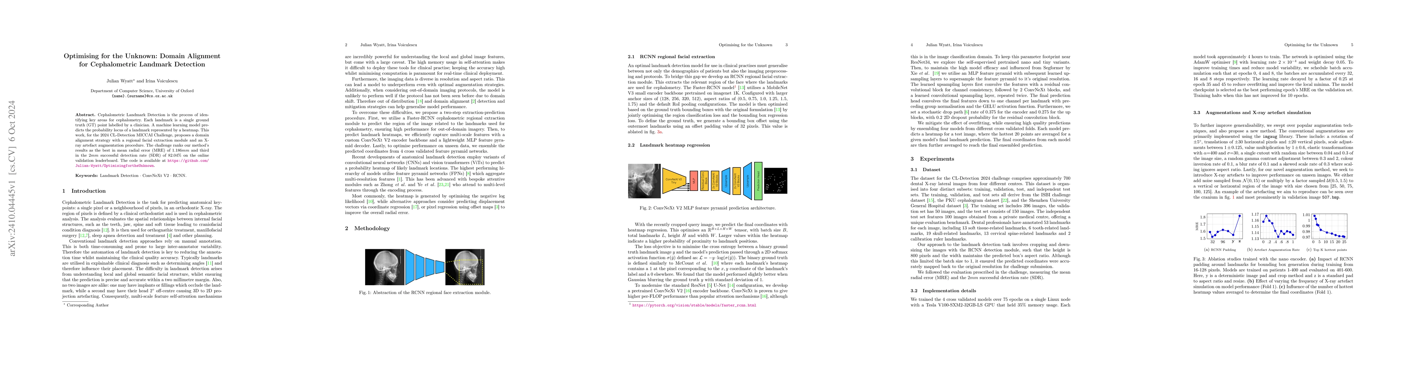 Thumbnail for Optimising for the Unknown: Domain Alignment for Cephalometric Landmark
  Detection