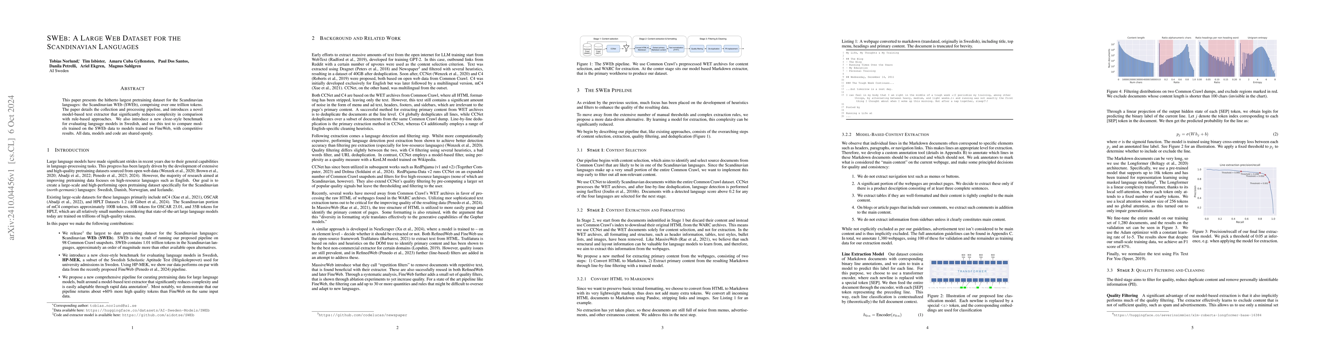 Thumbnail for SWEb: A Large Web Dataset for the Scandinavian Languages