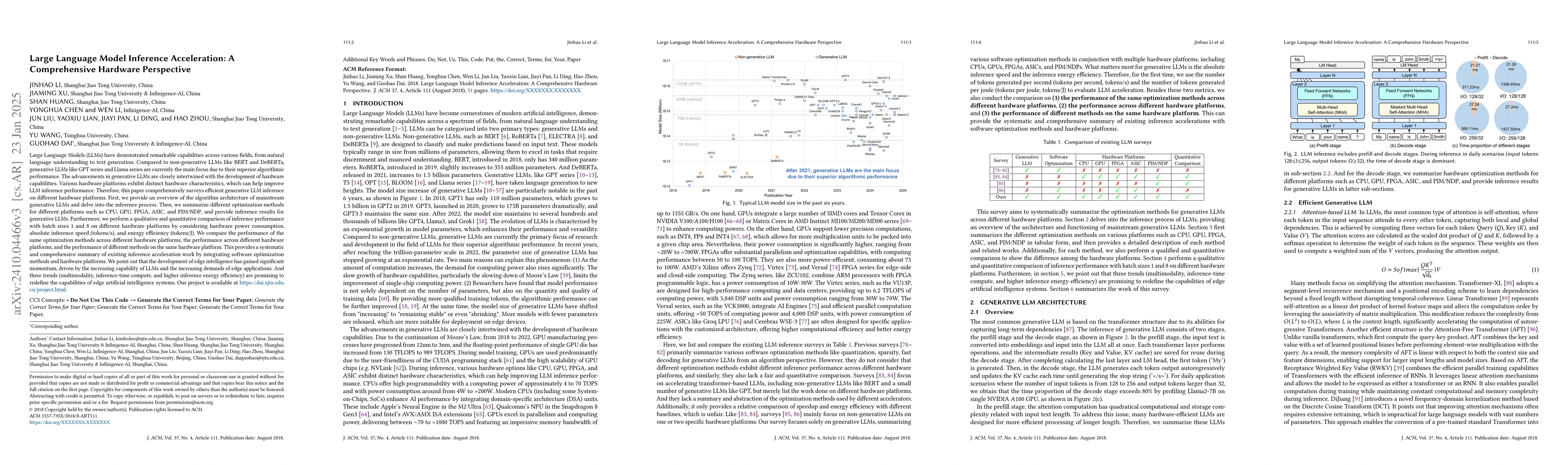 Thumbnail for Large Language Model Inference Acceleration: A Comprehensive Hardware
  Perspective