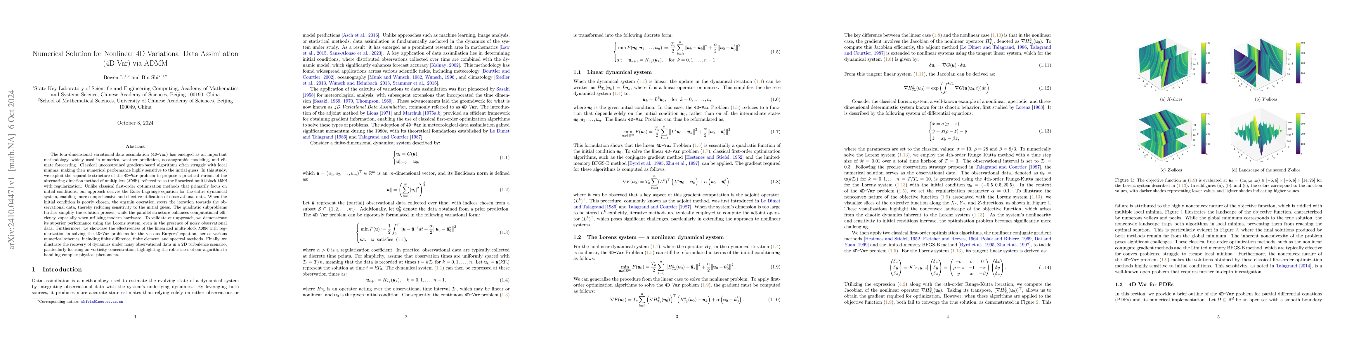 Thumbnail for Numerical Solution for Nonlinear 4D Variational Data Assimilation
  (4D-Var) via ADMM