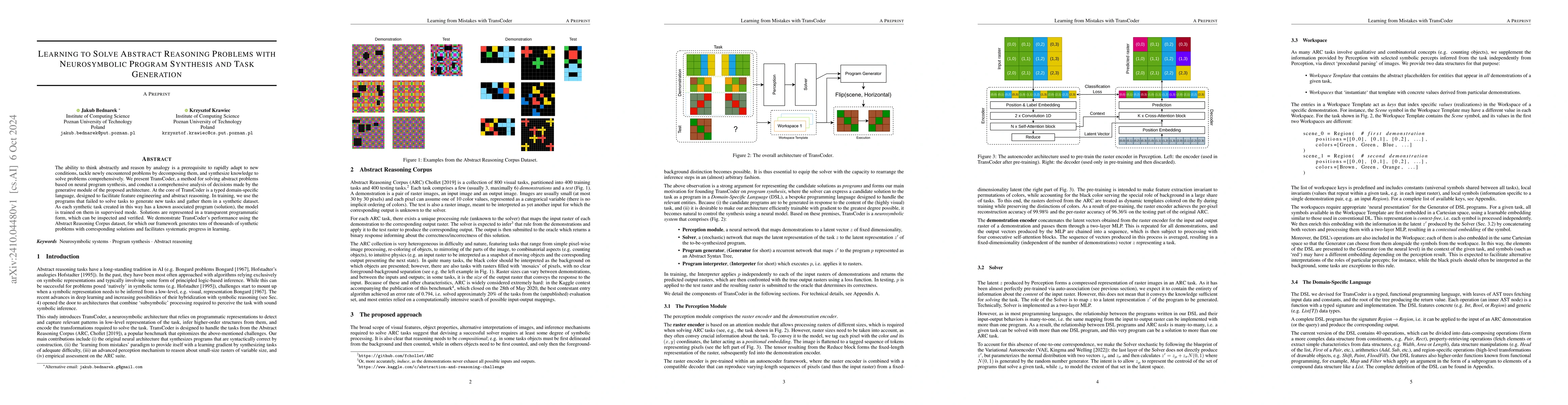 Thumbnail for Learning to Solve Abstract Reasoning Problems with Neurosymbolic Program
  Synthesis and Task Generation