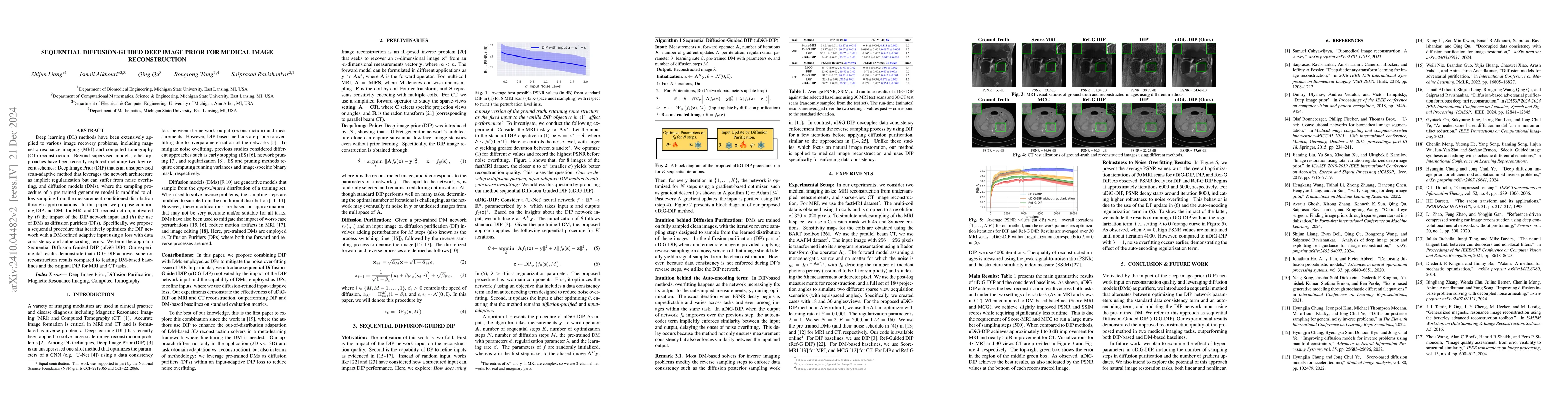 Thumbnail for uDiG-DIP: Unrolled Diffusion-Guided Deep Image Prior For Medical Image
  Reconstruction
