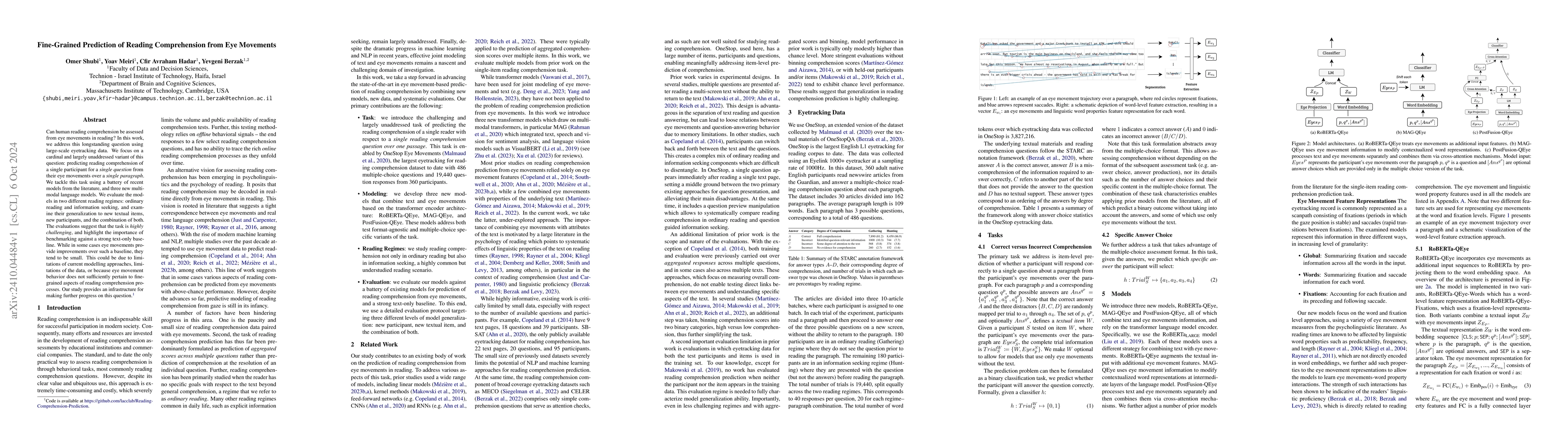 Thumbnail for Fine-Grained Prediction of Reading Comprehension from Eye Movements