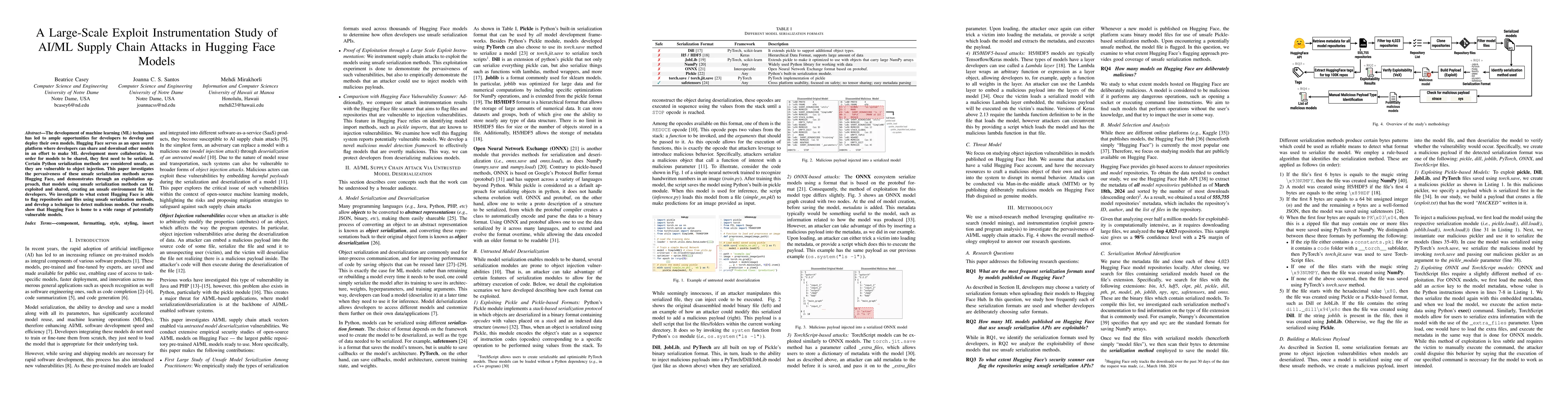 Thumbnail for A Large-Scale Exploit Instrumentation Study of AI/ML Supply Chain
  Attacks in Hugging Face Models