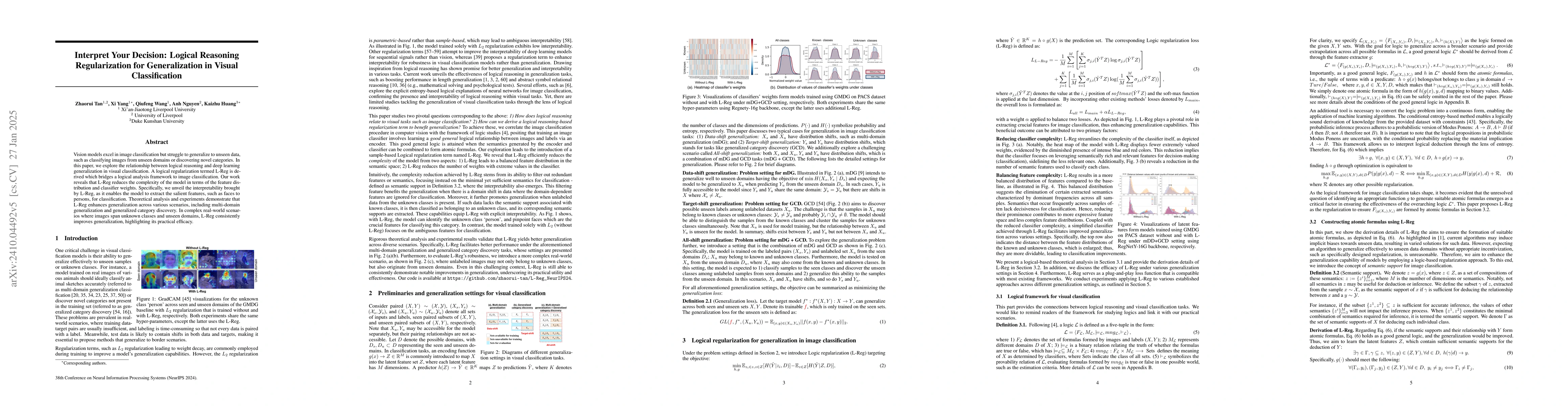 Thumbnail for Interpret Your Decision: Logical Reasoning Regularization for
  Generalization in Visual Classification
