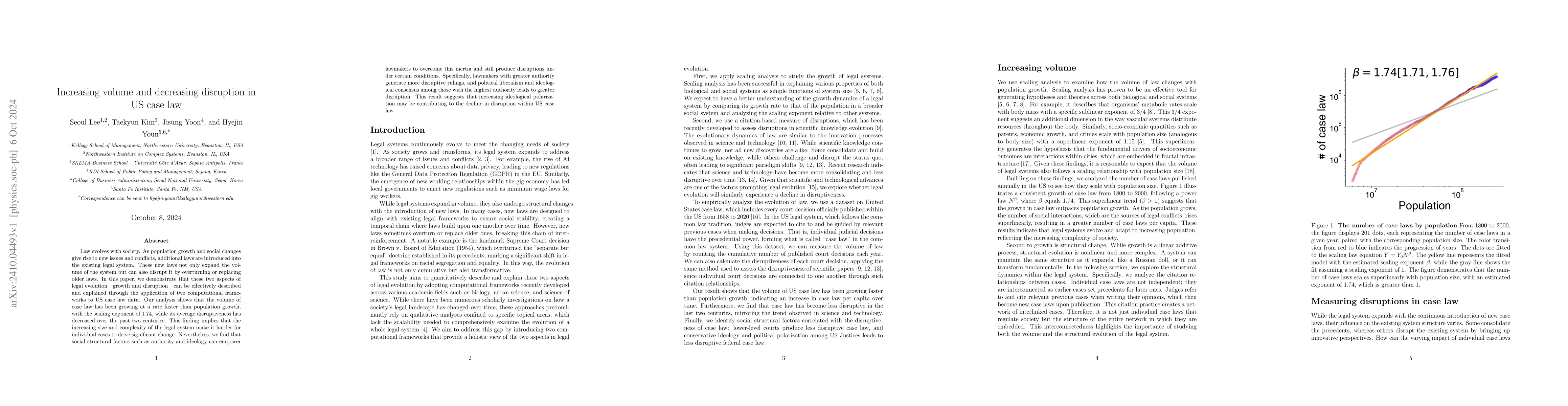Thumbnail for Increasing volume and decreasing disruption in US case law