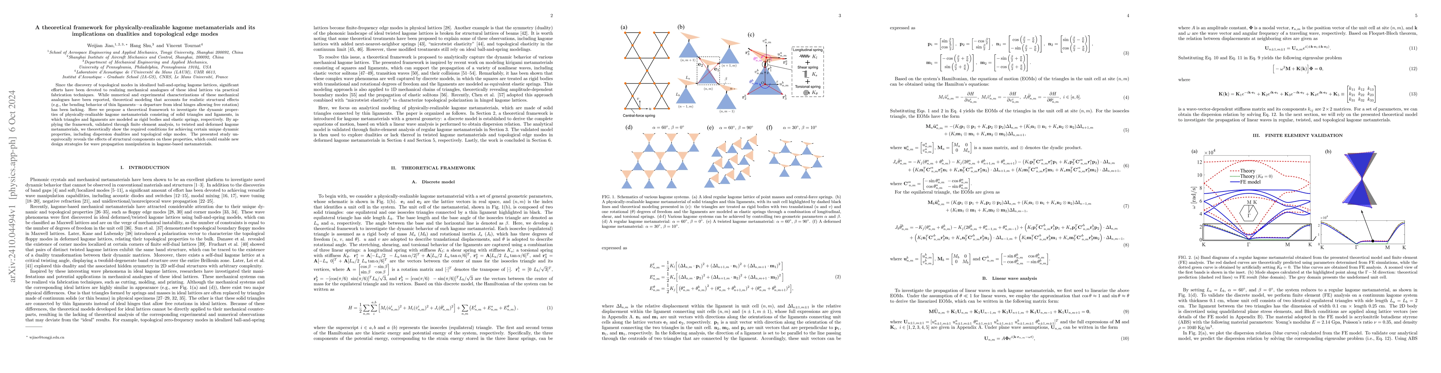 Thumbnail for A theoretical framework for physically-realizable kagome metamaterials
  and its implications on dualities and topological edge modes