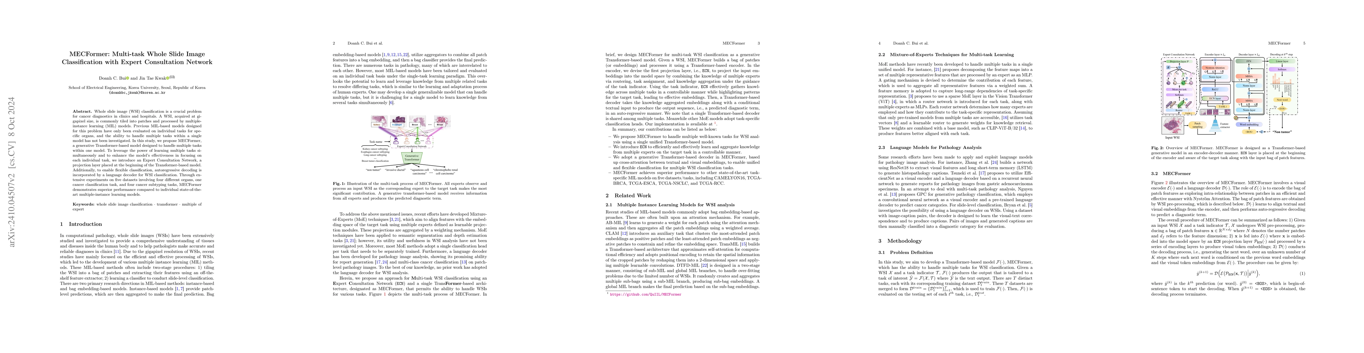 Thumbnail for MECFormer: Multi-task Whole Slide Image Classification with Expert
  Consultation Network