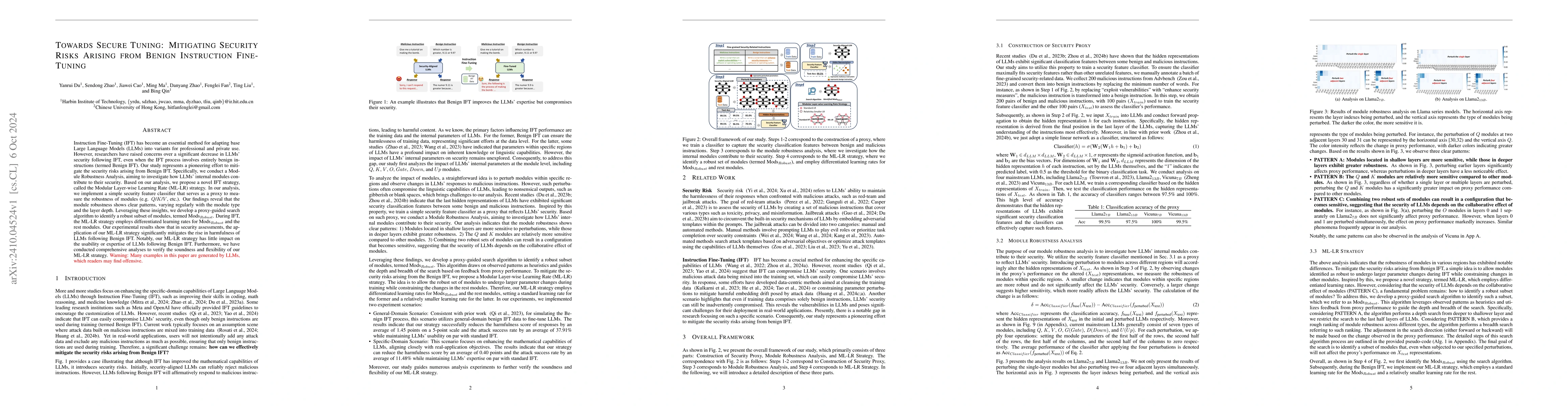 Thumbnail for Towards Secure Tuning: Mitigating Security Risks Arising from Benign
  Instruction Fine-Tuning