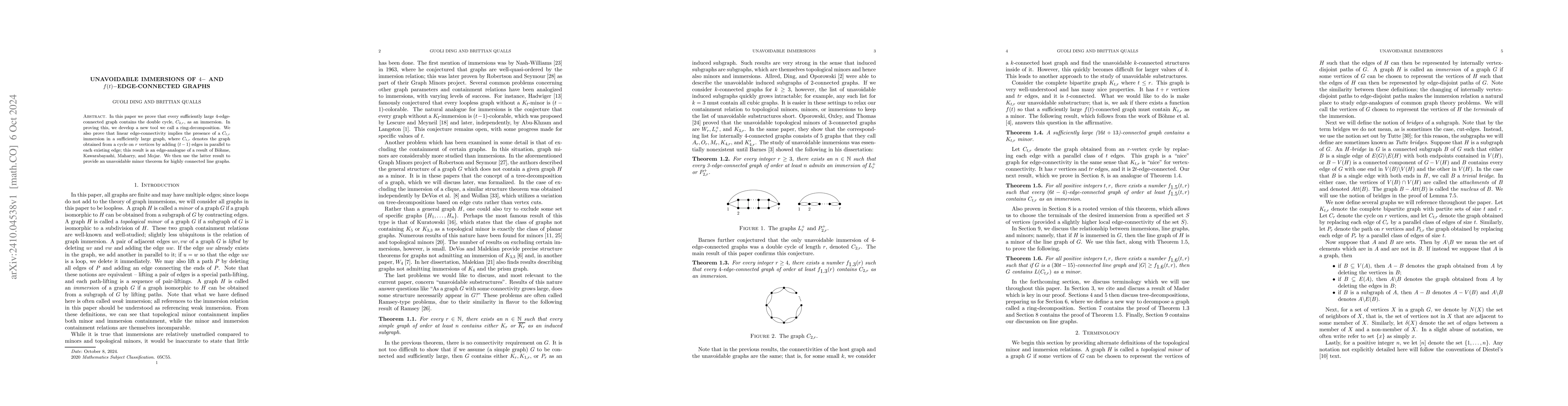 Thumbnail for Unavoidable immersions of 4- and $f(t)$-edge-connected graphs
