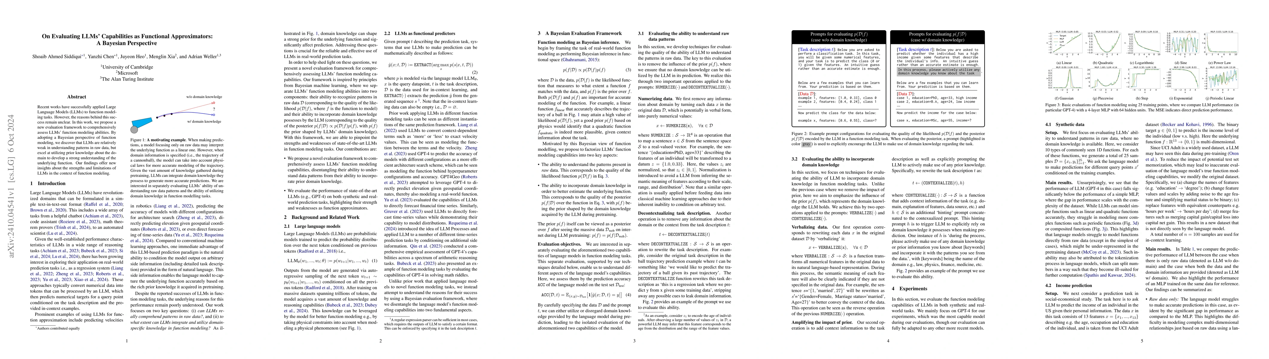 Thumbnail for On Evaluating LLMs' Capabilities as Functional Approximators: A Bayesian
  Perspective