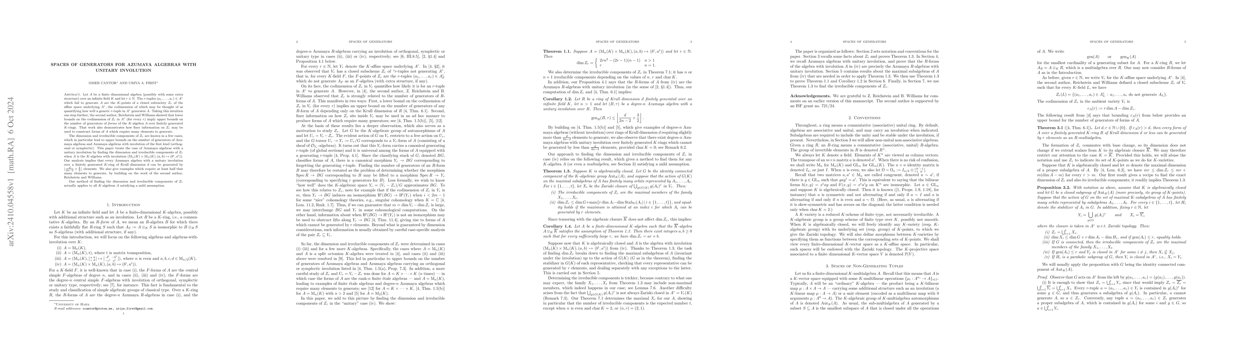 Thumbnail for Spaces of Generators for Azumaya Algebras with Unitary Involution