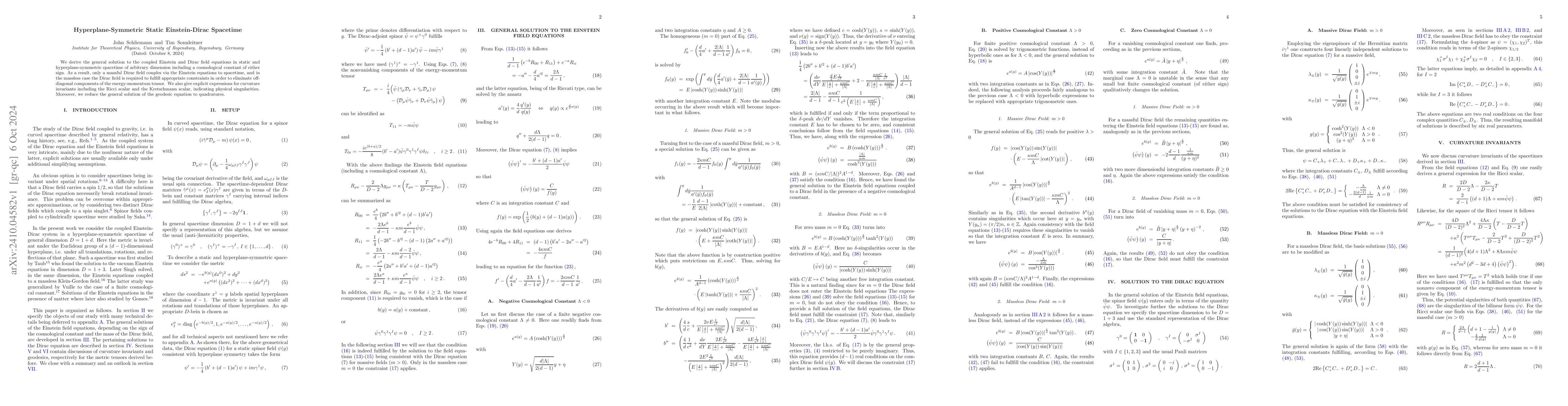 Thumbnail for Hyperplane-Symmetric Static Einstein-Dirac Spacetime