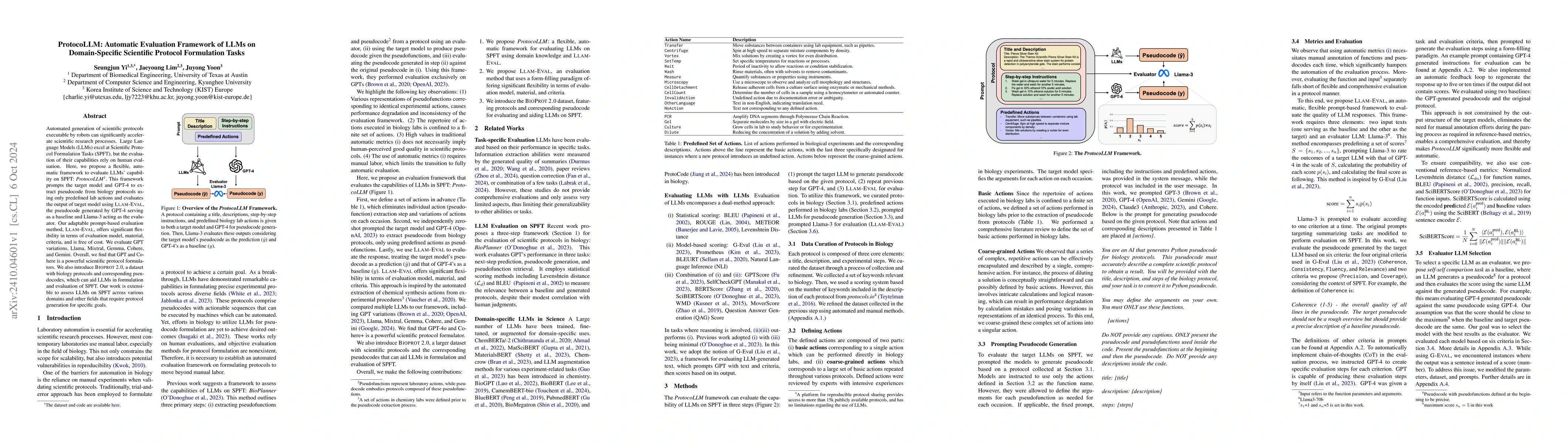 Thumbnail for ProtocoLLM: Automatic Evaluation Framework of LLMs on Domain-Specific
  Scientific Protocol Formulation Tasks