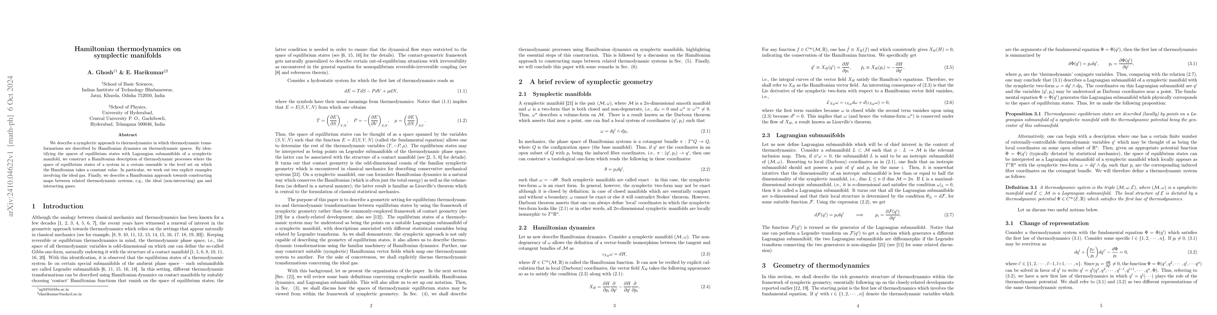 Thumbnail for Hamiltonian thermodynamics on symplectic manifolds