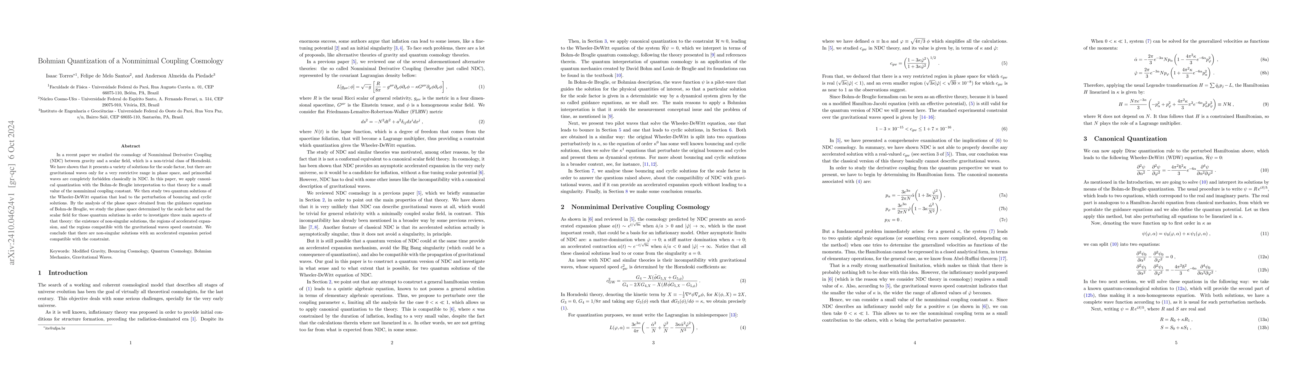Thumbnail for Bohmian Quantization of a Nonminimal Coupling Cosmology