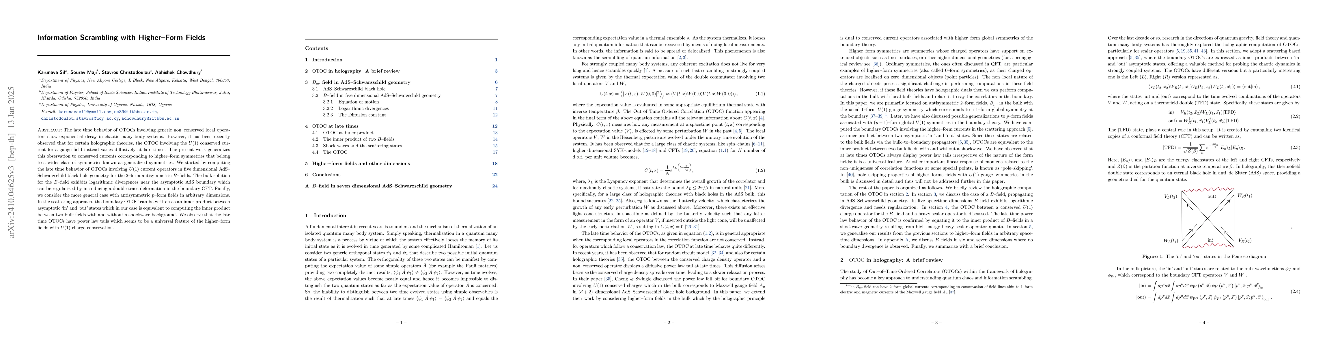 Thumbnail for Information Scrambling with Higher-Form Fields