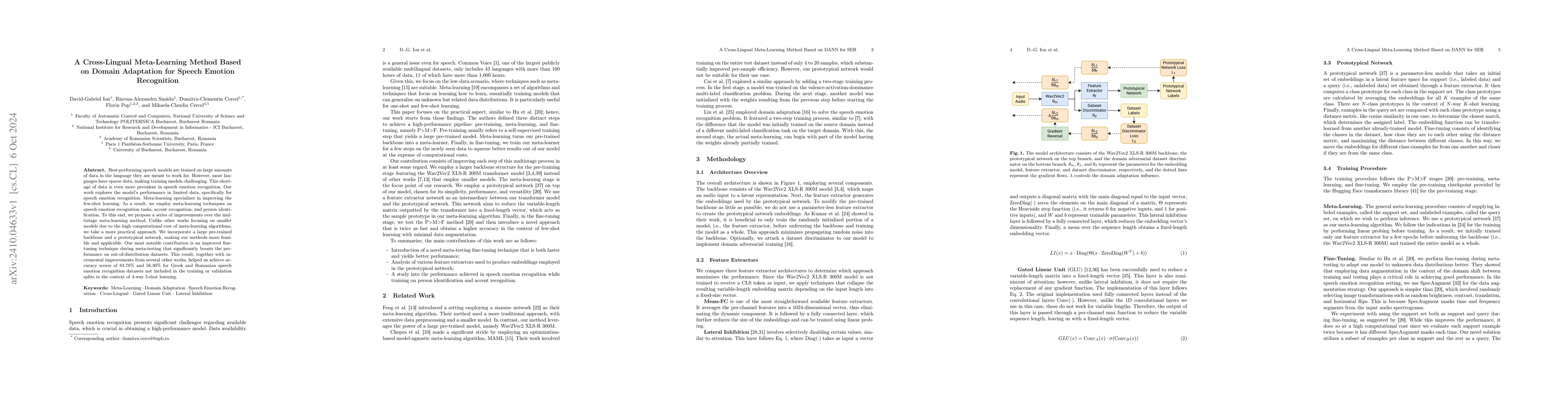 Thumbnail for A Cross-Lingual Meta-Learning Method Based on Domain Adaptation for
  Speech Emotion Recognition