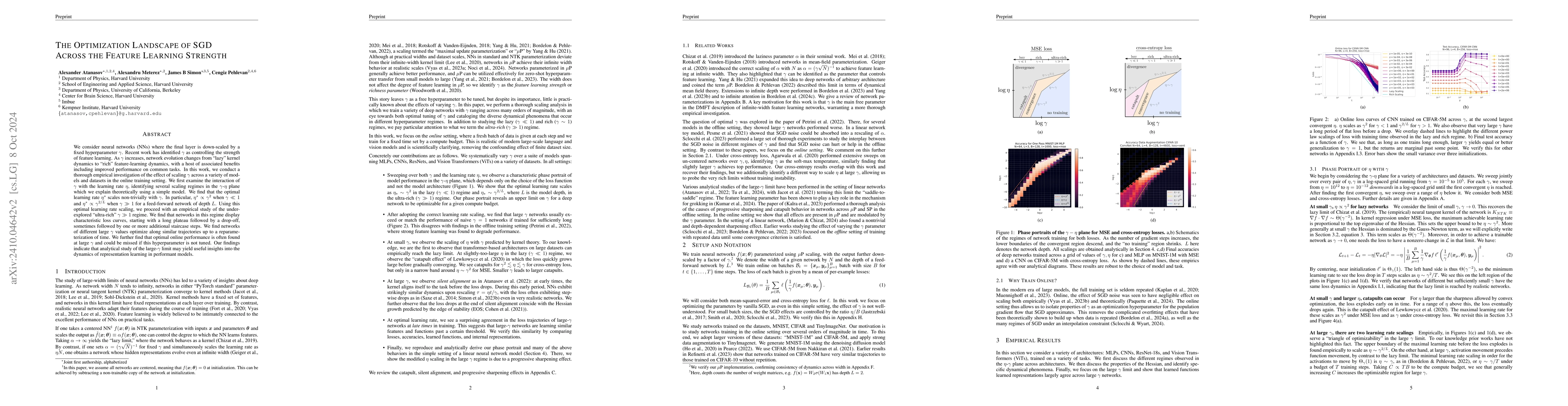 Thumbnail for The Optimization Landscape of SGD Across the Feature Learning Strength