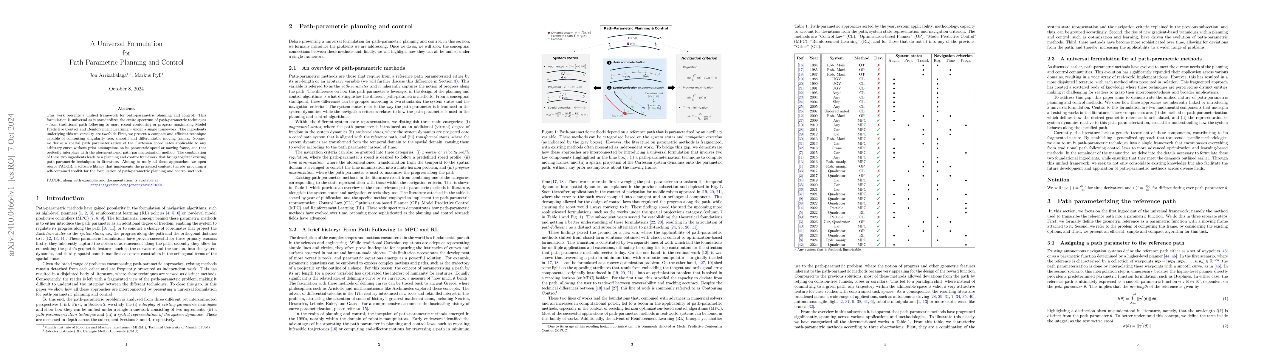 Thumbnail for A Universal Formulation for Path-Parametric Planning and Control