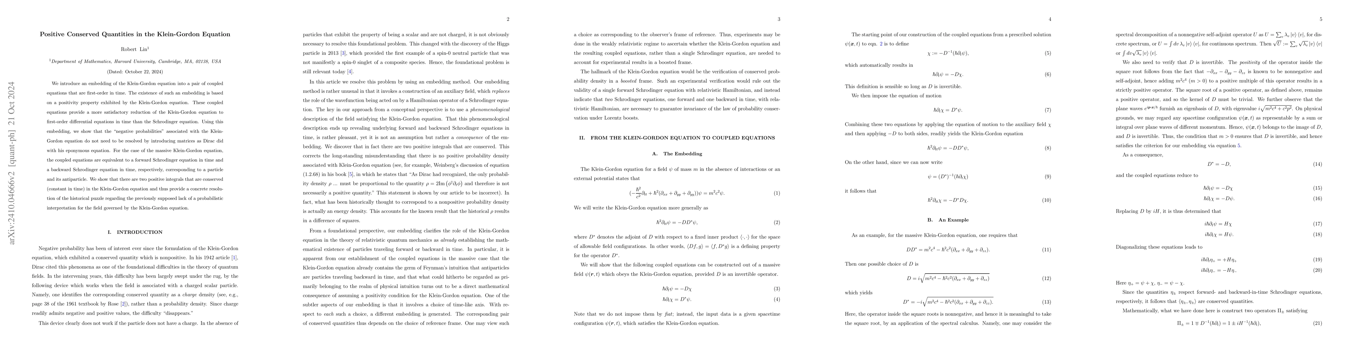 Thumbnail for Positive Conserved Quantities in the Klein-Gordon Equation