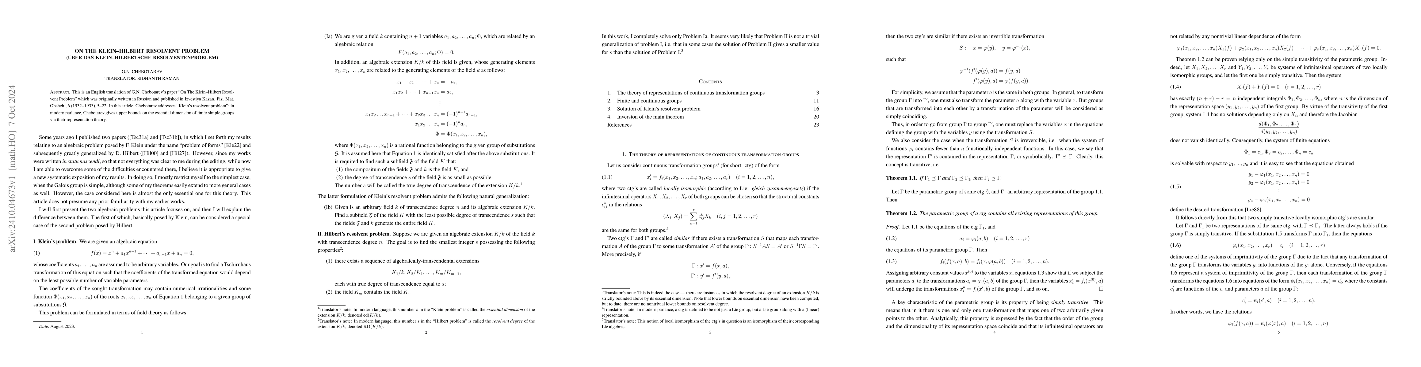 Thumbnail for G.N. Chebotarev's "On the Klein-Hilbert Resolvent Problem"
