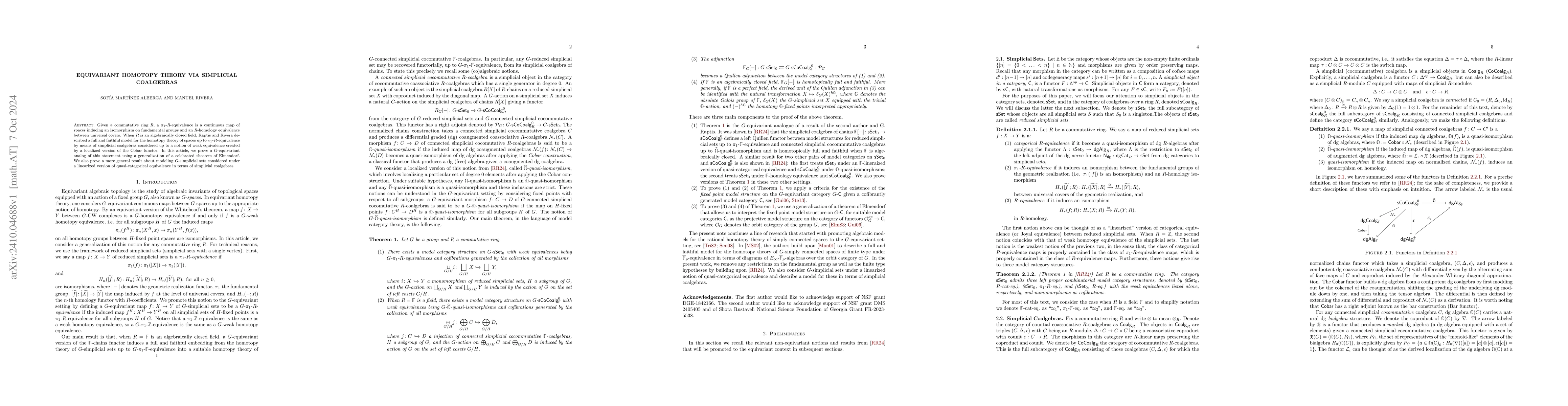 Thumbnail for Equivariant Homotopy Theory via Simplicial Coalgebras