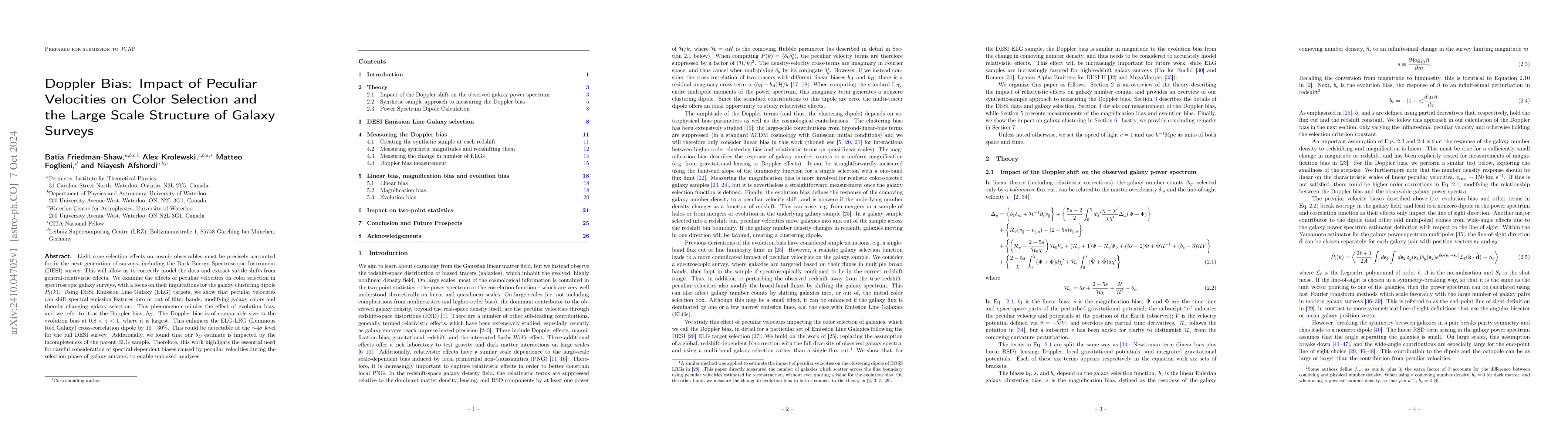 Thumbnail for Doppler bias: impact of peculiar velocities on color selection and the
  large scale structure of galaxy surveys