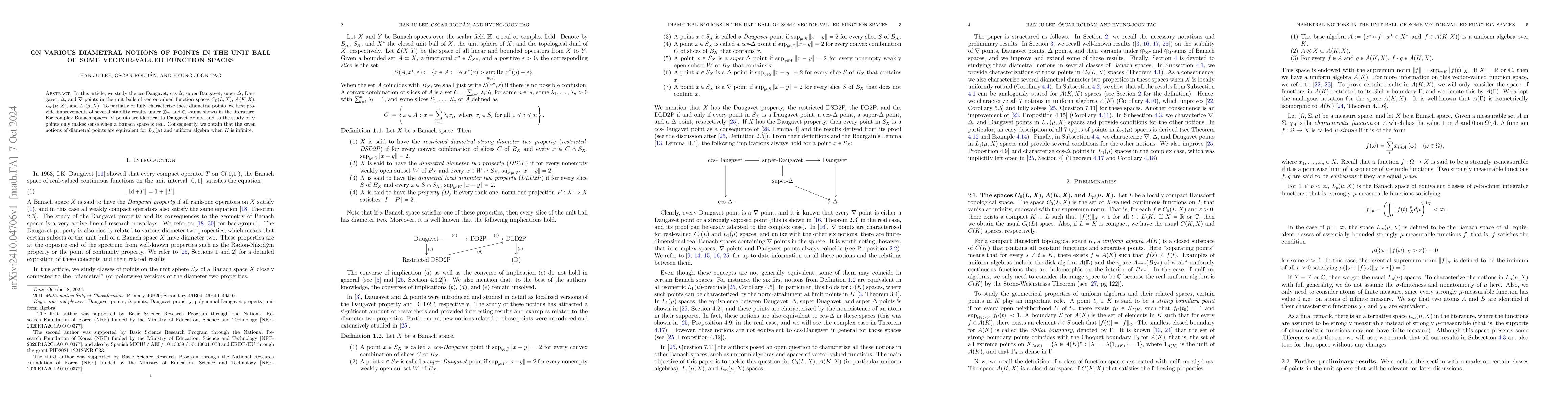 Thumbnail for On various diametral notions of points in the unit ball of some
  vector-valued function spaces